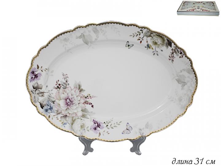Овальное блюдо 31см. LENARDI 108-228 ХРИЗАНТЕМЫ в под.уп.фрф.