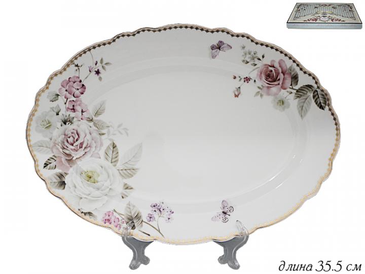 Овальное блюдо 35,5см. LENARDI 108-231 ПИОНЫ в под.уп.фрф.