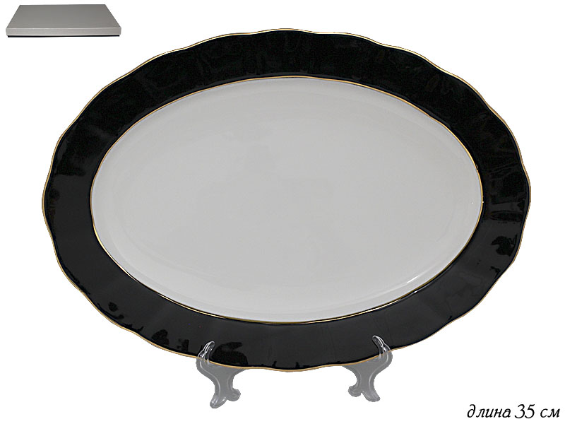Овальное блюдо 35см.LENARDI 108-327 BLACK в под.уп.фрф.