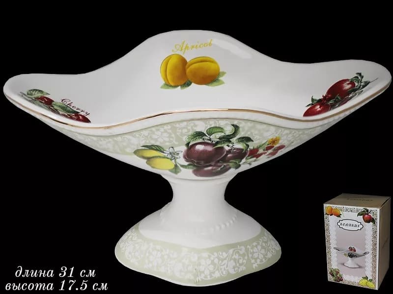 Фруктовница на ножке 31см. LENARDI 110346 Фрукты в под.уп.