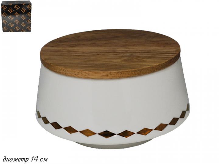 Салатник с крышкой 14см. LENARDI 133-055 TEKITO WHITE в под.уп.фрф.