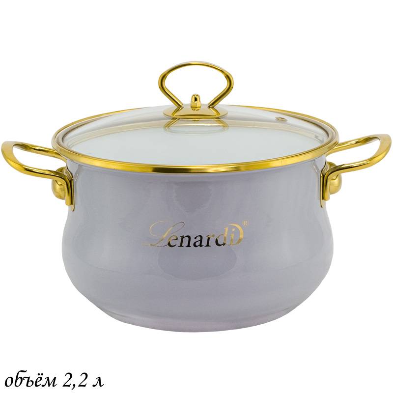 Кастрюля эмалированная 2,2л. с крышкой 18см. LENARDI 776-033 в под.уп.